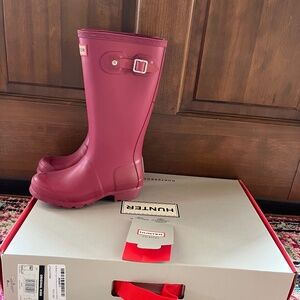 Kids Hunter original rain boots, color raspberry, size US 1B 2G, EU 32, UK 13